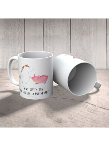 Mr. & Mrs. Panda Kindertasse Einhorn Schwein mit Spruch in Weiß