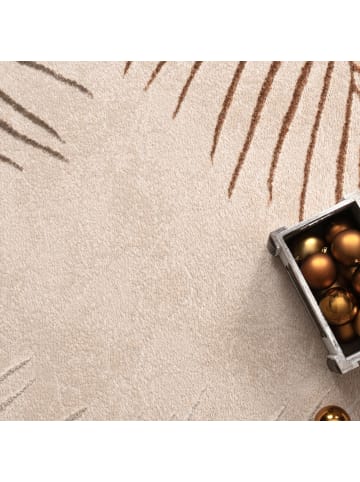 KADIMA DESIGN Teppich Kurzflor Blätter Wohnzimmer in Beige