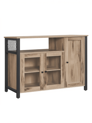 VASAGLE Küchenschrank Daxton in Kamelbraun-tintenschwarz - (B)110 x (H)75 x (T)33 cm