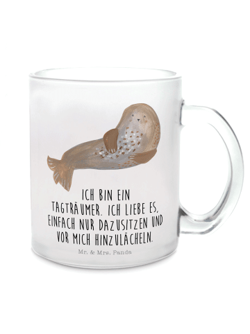 Mr. & Mrs. Panda Glas Robbe Lachen mit Spruch in Transparent