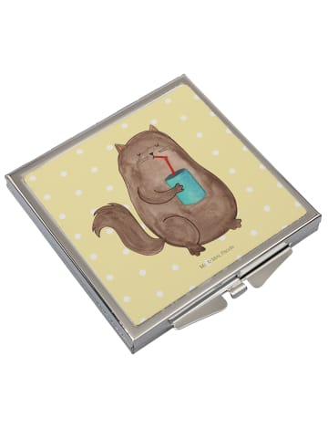 Mr. & Mrs. Panda Kosmetikspiegel Katze Dose ohne Spruch in Gelb Pastell