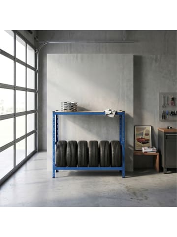 relaxdays Reifenregal in Blau - (B)120 x (H)110 x (T)40 cm