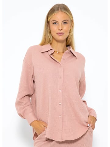 SASSYCLASSY Overisze Waffelpiqué Bluse in altrosa