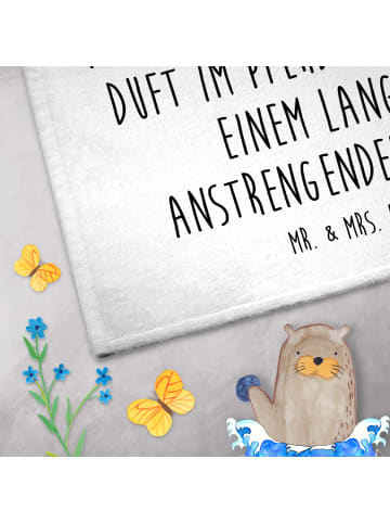 Mr. & Mrs. Panda Gästehandtuch Pferd Springen mit Spruch in Weiß