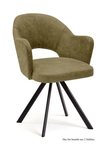 58 aufm Kessel ARMLEHNSTUHL (2er-Set) Debor 59x87x61 Schwarz/Olivgrün