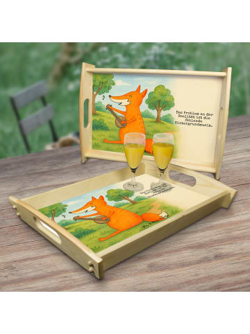 Mr. & Mrs. Panda Serviertablett Fuchs Gitarre Design mit Spruch in Weiß