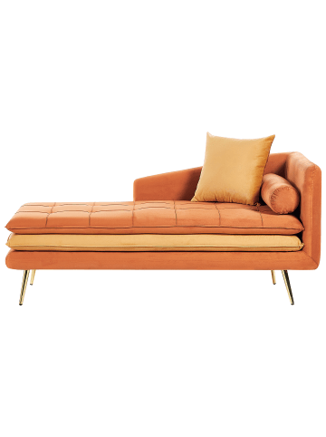 Beliani Chaiselongue GONESSE in Orange/Gold - (W) 160 x (H) 72 x (L) 79 cm