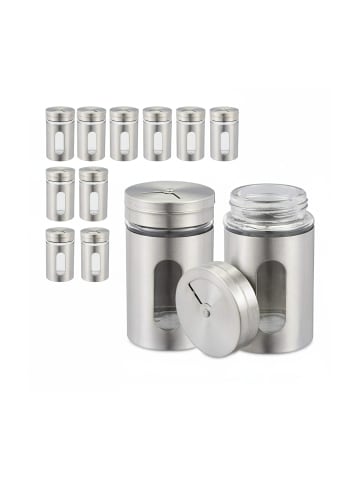 relaxdays 12er-Set: Gewürzstreuer in Silber - (H) 8,5 cm