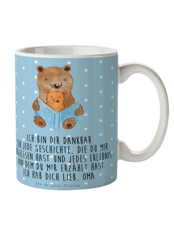 Mr. & Mrs. Panda Teetasse Bären Buch mit Spruch in Blau Pastell