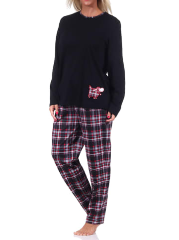 NORMANN Pyjama lang Karohose - 69309 in schwarz
