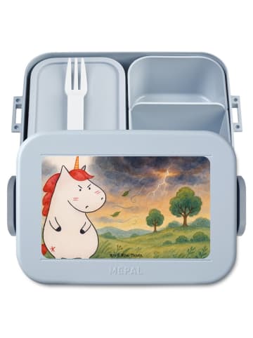 Mr. & Mrs. Panda Bento Lunchbox Einhorn Wut Design ohne Spruch in Blau Pastell