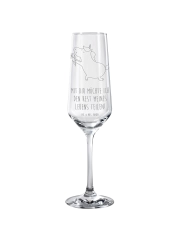 Mr. & Mrs. Panda Sektglas Einhorn Blume mit Spruch in Transparent
