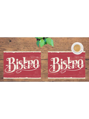 Cover-your-desk.de  Tischsets I Platzsets abwaschbar - Bistro Schriftzug Retro - aus erstklassigem Vinyl (Kunststoff Ð BPA-frei) - 4 Stück - 44 x 32 cm - rutschfeste Tischdekoration