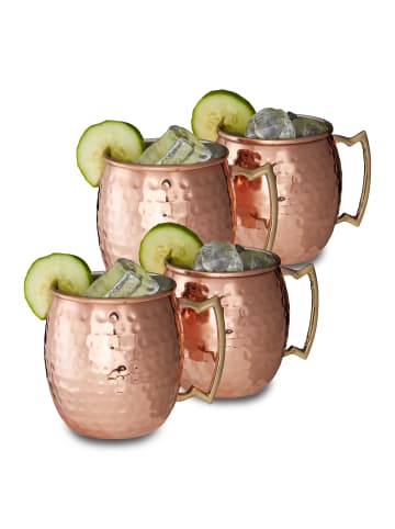 relaxdays 4x Becher Moscow Mule in Kupfer