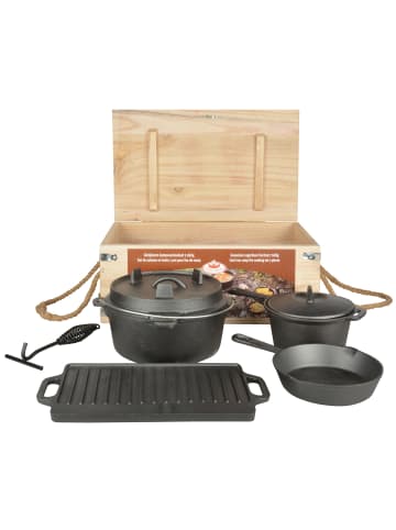 Esschert Design 7er-Set: Feuertopf in schwarz
