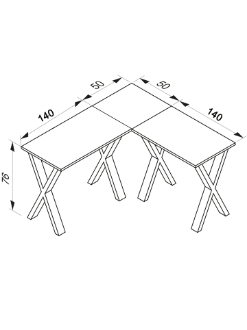 VCM  X Schreibtisch Eckschreibtisch L Form 190x190x50 in Schwarz / Weiß