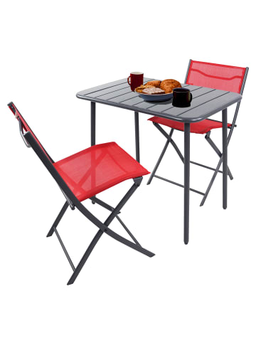 VCM  3 tlg. Bistroset Balkonset Gartenset Metall Sumila in Rot