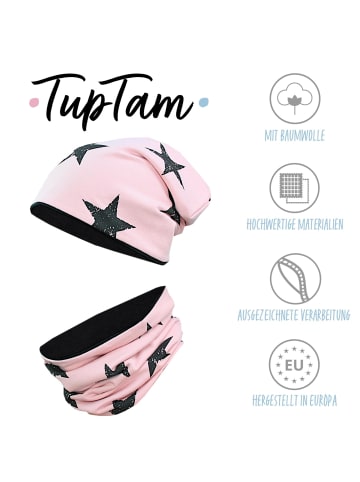 TupTam Unisex Kinder Beanie Mütze Schlauchschal Set in rosa Modell 1