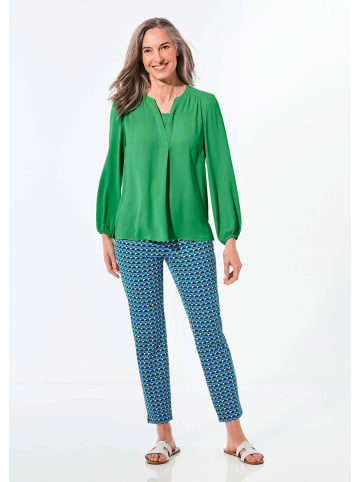 GOLDNER Kurzgröße:  Bluse mit Tunika Ausschnitt in grün