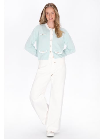 DreiMaster Women Cardigan in mint blue offwhite