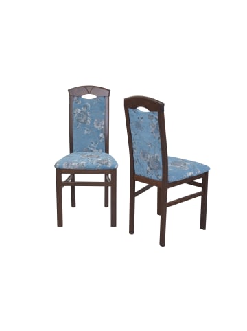 möbel-direkt 4-Fuß-Polsterstuhl 2Stühle in Nussbaum/blau