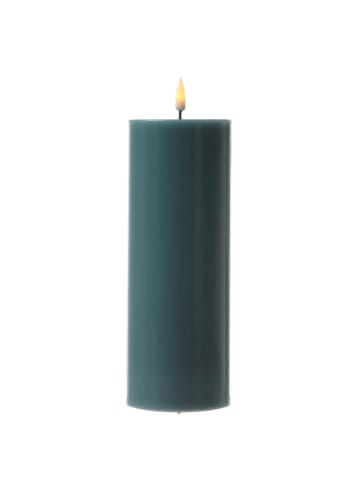 Deluxe Homeart LED Kerze Mia Echtwachs flackernd H: 20cm D: 7,5cm in jadegrün