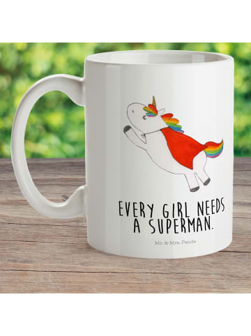 Mr. & Mrs. Panda Tasse Einhorn Super mit Spruch in Weiß
