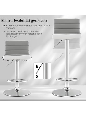 COSTWAY 2er Set Barhocker 37 x 42 x 82-102 cm in Grau
