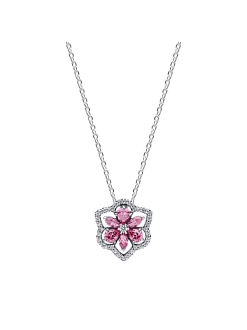 Pandora Damenhalskette Silber Funkelndes Herbarium Pink