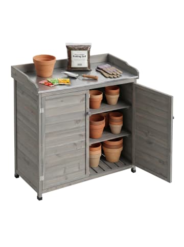 relaxdays Pflanztisch in Grau - (B)94,5 x (H)106 x (T)45 cm
