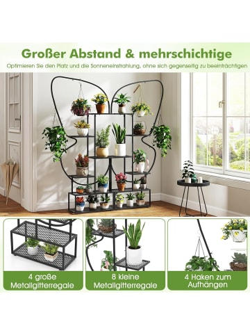 COSTWAY 6-stufiger Metall Pflanzenständer in Schwarz