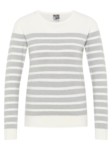 DreiMaster Maritim Damen Strickpullover in Wollweiss Grau Melange