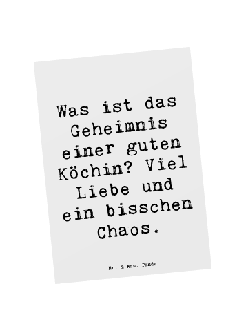 Mr. & Mrs. Panda Grußkarte Spruch Köchin Chaos mit Spruch in Weiß