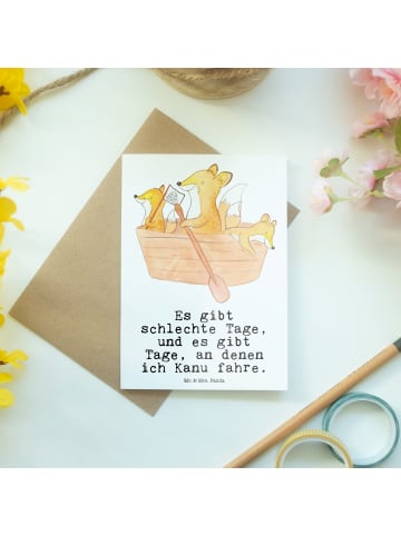 Mr. & Mrs. Panda Glückwunschkarte Fuchs Kanufahren mit Spruch in Weiß