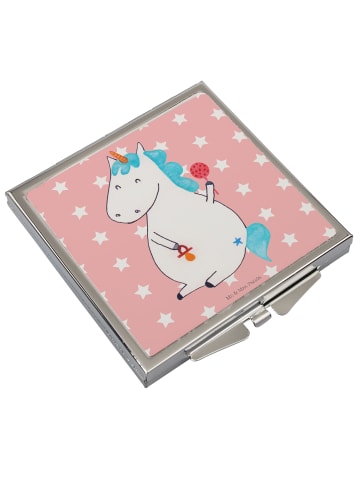 Mr. & Mrs. Panda Handtaschenspiegel quadratisch Einhorn Baby ohn... in Rot Pastell