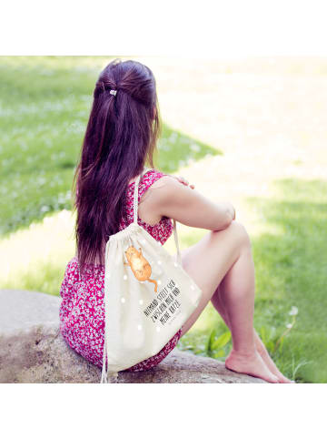 Mr. & Mrs. Panda Beutelrucksack Katze Umarmen mit Spruch in Creme