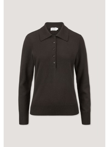 Hessnatur Hessnatur Polo-Pullover Regular aus Bio-Schurwolle mit Cahsmere in kakao braun