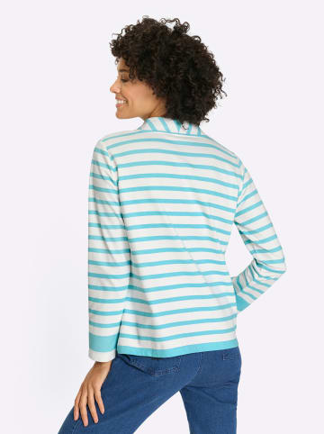 Sieh an! Sweatshirt in aquamarin-ecru-geringelt