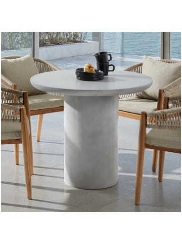 tectake Runder Outdoor-Tisch 86,5x75,5 cm, Betonoptik, Bodenschoner, rund