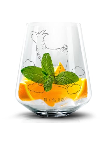Mr. & Mrs. Panda Blümchentail Glas Lama Regenbogen ohne Spruch in Transparent
