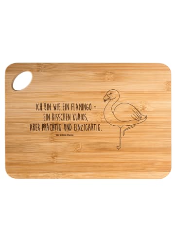 Mr. & Mrs. Panda Holzbrett Flamingo Classic mit Spruch in Braun