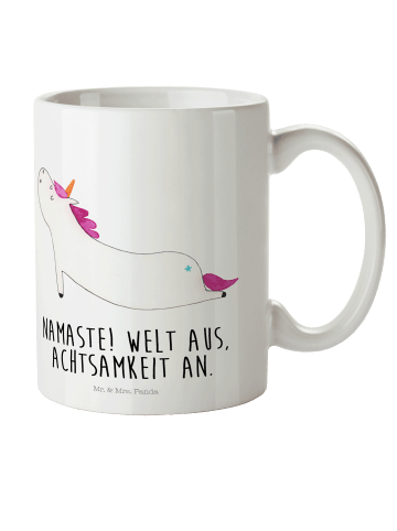 Mr. & Mrs. Panda Kindertasse Einhorn Yoga mit Spruch in Weiß