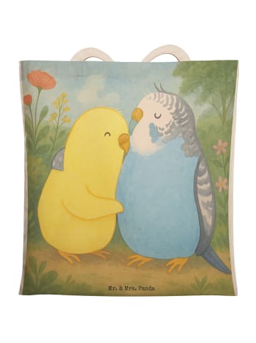 Mr. & Mrs. Panda Tragetasche Wellensittich Liebe Design ohne Spruch in Weiß