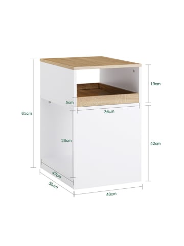 SoBuy Aktenschrank in Elfenbeinweiß - (W) 40 x (H) 65 x (L) 50 cm