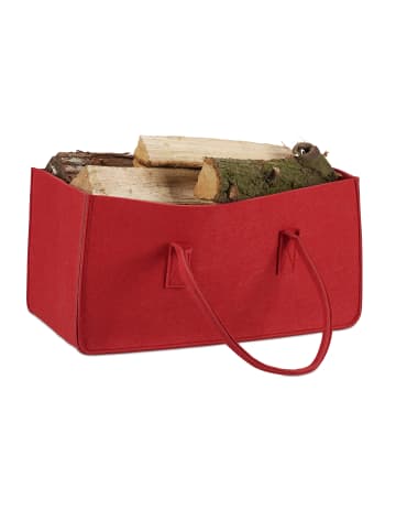 relaxdays 4x Kaminholztasche in Rot