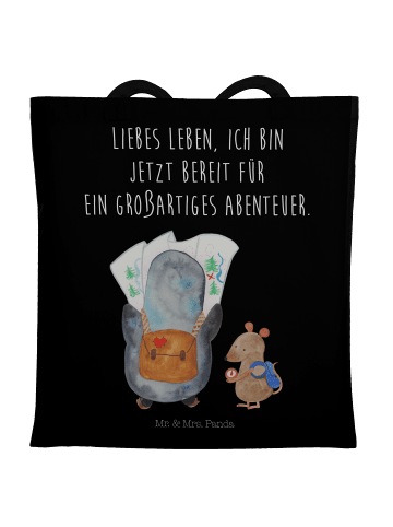 Mr. & Mrs. Panda Tasche Pinguin & Maus Wanderer mit Spruch in Schwarz