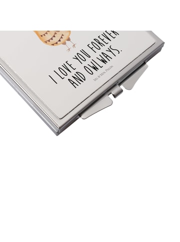 Mr. & Mrs. Panda Taschenspiegel Eule Zufrieden mit Spruch in Weiß