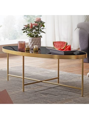 KADIMA DESIGN Couchtisch Glastisch | Glas/Gold, 110x56cm, Oval