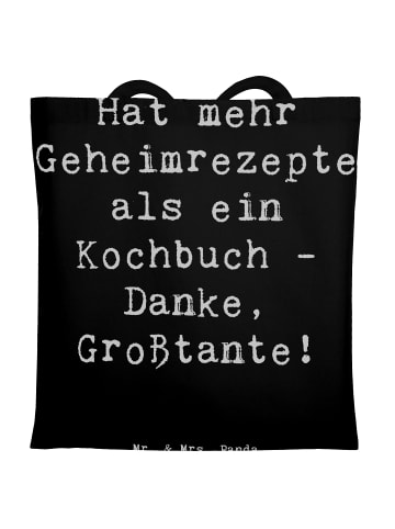 Mr. & Mrs. Panda Tragetasche Geheimrezepte Großtante mit Spruch in Schwarz