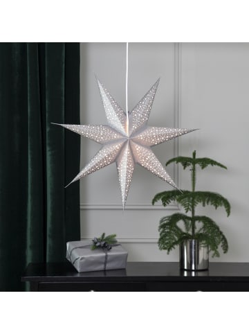 STAR Trading Papierstern Weihnachtsstern Leuchtstern hängend 7-zackig 60cm silber